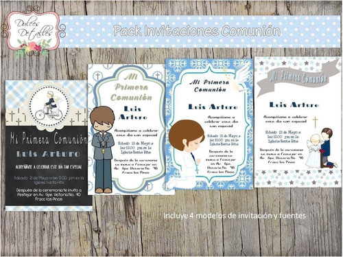Kit Imprimible Editable De Invitación Primera Comunion  Nene 1