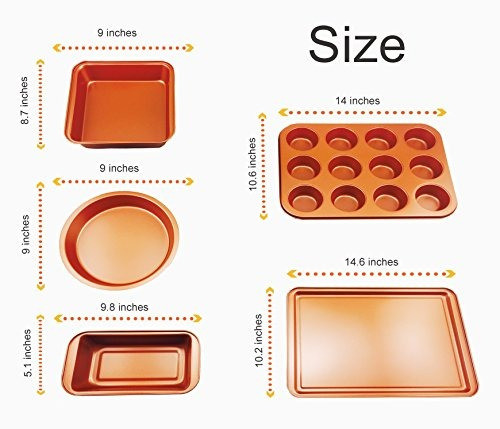 Sartenes Para Hornear Copperkitchen - 5 Piezas Nonstick Sin 1