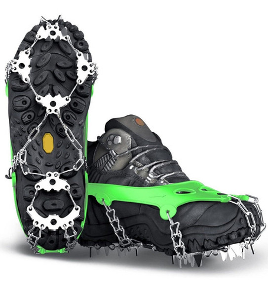 Crampones Para Botas De Nieve, 24 Puntas. Talla L - Verde. 0