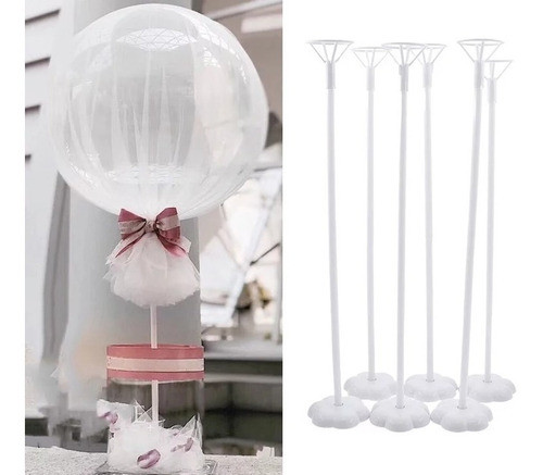 10 Soportes Con Varilla Transparente Base Individual Blanco 1