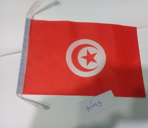 Bandera Tunez 21 X 14 Cms Con Pins De 2 Cms 0