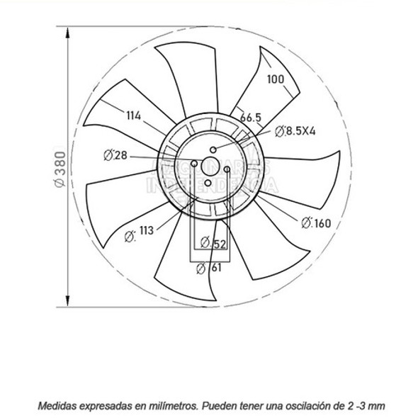Paleta Ventilador Autoelevador Heli Motor 4jb1 7aspas 28mm 1