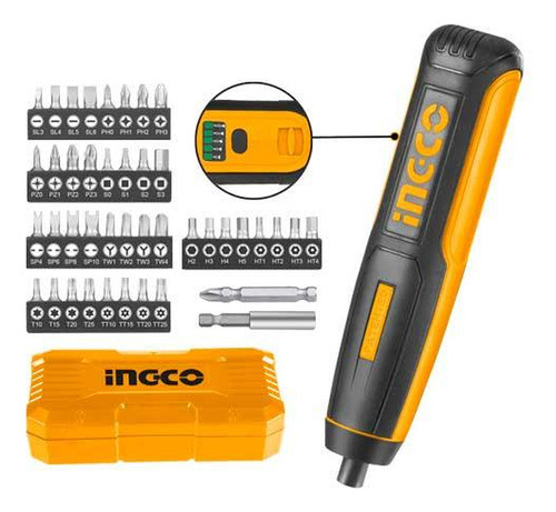 Kit Mon Go Atornillador Csdli0403 A Bateria 4v Ingco 0