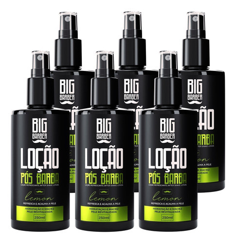 Loção Pós Barba Big Barber 250ml Lemon Aftershave 6 Unidades 0