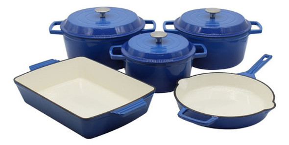 Set De Ollas Hierro Fundido Esmaltadas Antiadherente 5 Pcs 0