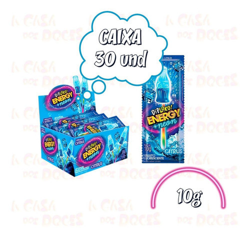 Pirulito Brilha Escuro. Diploko Citrus Danilla. Festa Neon 1