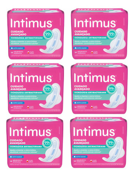 Kit 6 Absorvente Intimus Cuidado Avançado Extra Suave 14 Uni 0 Kit 6 Absorvente Intimus Cuidado Avançado Extra Suave 14 Uni 0