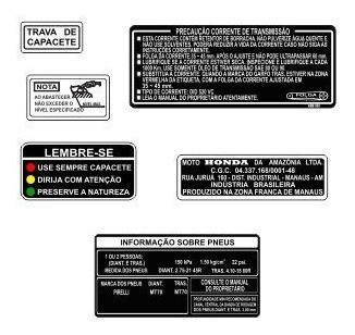 Etiquetas De Advertência Nx 200 - Honda Nx 200 - F Grátis 0