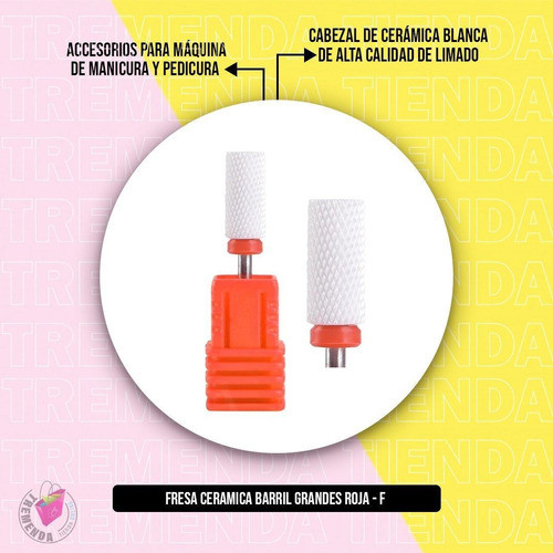Fresa Cerámica Barril Roja Para Torno De Manicura Y Pedicura 1