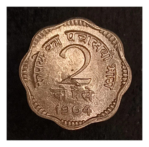 India 2 Paise 1964 C (calcuta) Sc Km 12 Sin Ceca 0