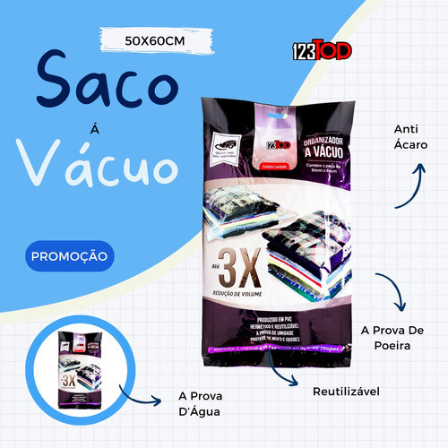 Kit 14x Saco A Vácuo 50x60 Guarda Roupas Cobertor Edredom 1