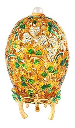 Qifu Faberge Estilo Huevo Pintado A Mano Con Bisagras Caja 0