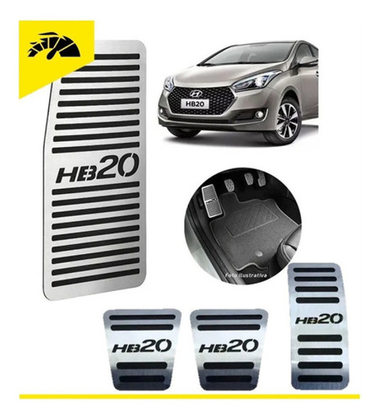 Kit Pedaleira E Descanso De Pé Hyundai Hb20 Aço Inox 0