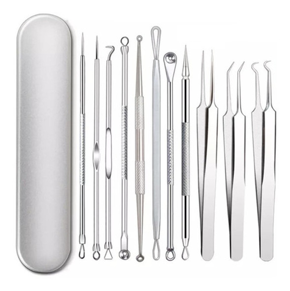 Kit X 11 Saca Comedones Y Pinzas Acne Puntos Negros Premium 0