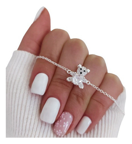 Pulsera Osito Oso Plata 925 Cubics Teddy 0