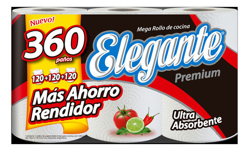 Pack X 6 Unid. Rollo De Cocina  Premium X120 Paños Elegante 0