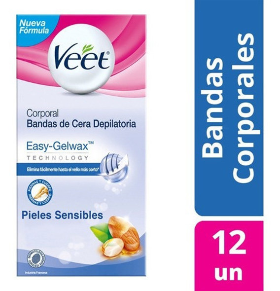 Veet Bandas Depilatorias Corporales Para Piel Sensible 12u 0