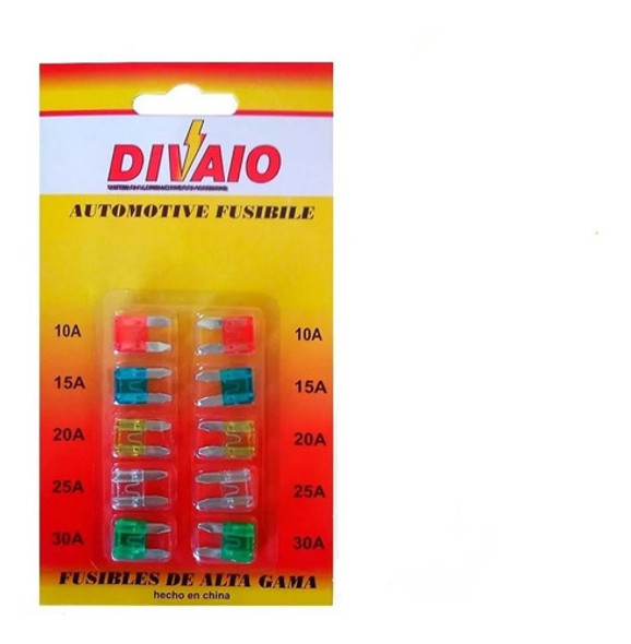 Kit Blister X 10 Mini Fusibles Surtido 10 A 30 Ampere 0