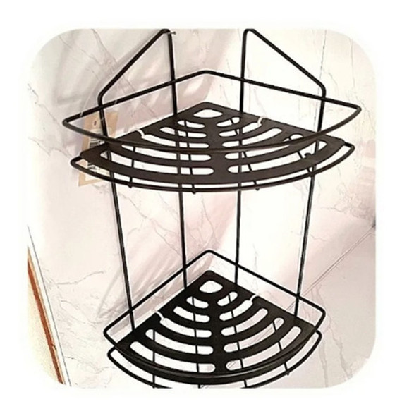 Organizador Esquinero De 2 Estantes Negro De Baño Ducha 1 Organizador Esquinero De 2 Estantes Negro De Baño Ducha 1