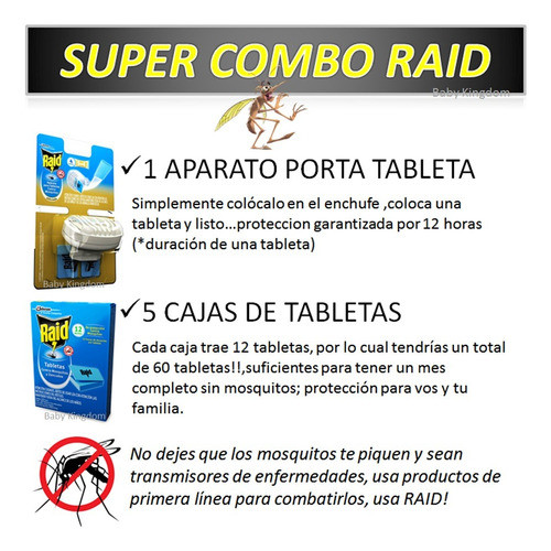 60 Tabletas Raid Pastilla Celeste Repuesto Aparato Mosquitos 1