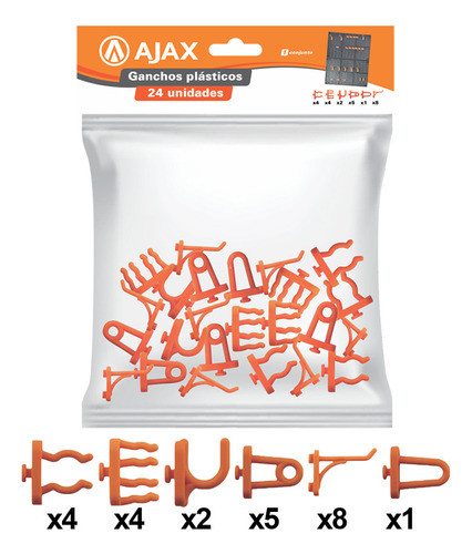 Conjunto 24 Ganchos Plásticos Mistos 1