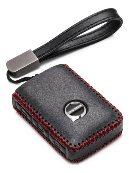Funda En Cuero Para Volvo Con Gancho Llavero Negra/roja 0