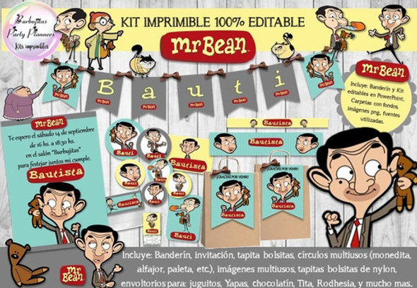 Kit Imprimible Candy Mr Bean 100% Editable 0