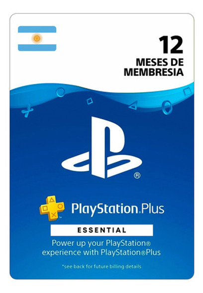 Tarjeta Ps Plus Essential 12 Meses Región Argentina Ps4 Ps5 0