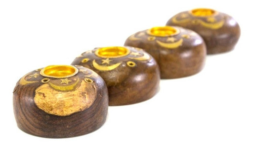 Porta Sahumerios Porta Conos Madera Circular X 2 Unidades 1