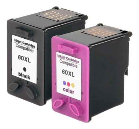 Kit Cartucho De Tinta Compativel Hp 60xl Black E Color 1