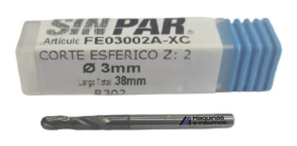 Fresa Esferica Metal Duro 2 Cortes Ø 3 Mm Sinpar 1