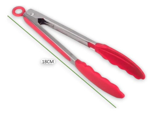 Pegador Inox Cozinha Silicone Vermelho 18 Cm Mg 1