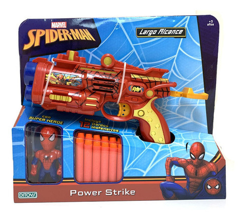 Spiderman Pistola Power Strike Muñeco Del Hombre Araña Full 0