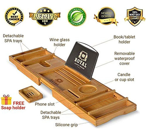 Bandeja De Carrito De Bañera De Lujo De Madera De Artesanía 1