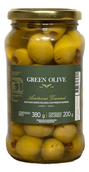 Aceitunas Verdes Rellenas Con Morron Green Olive 200g 0