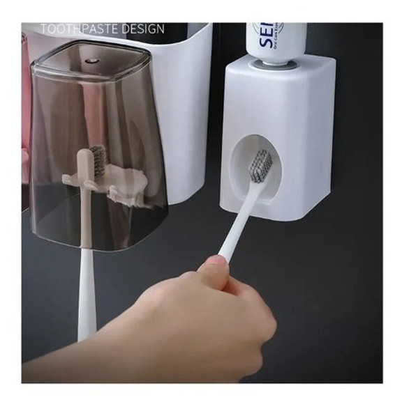 Dispensador Pasta Dental Porta Cepillo 2 Vasos J&p 1 Dispensador Pasta Dental Porta Cepillo 2 Vasos J&p 1