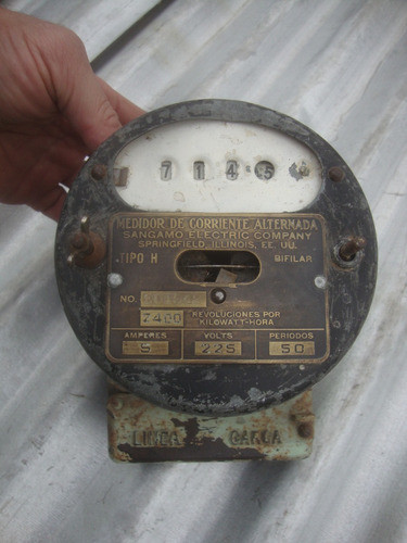 Antiguo Medidor Corriente Sangamo Electric Company E.e.u.u. 0