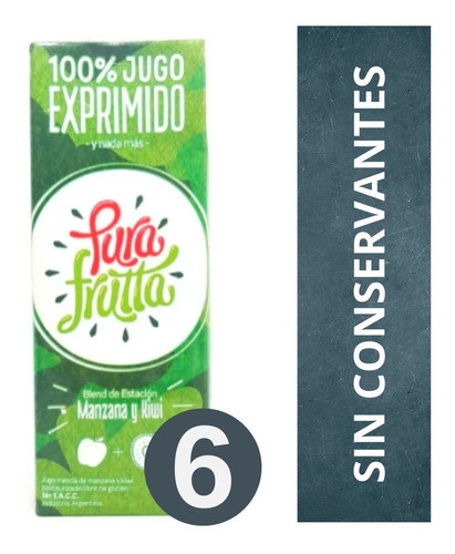 Jugo 100% Exprimido Manzana Y Kiwi Pura Frutta Pack 6 X 1 Lt 0