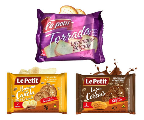 Kit Biscoito/bolacha Integrais Sabor Cacau E Banana +torrada 0