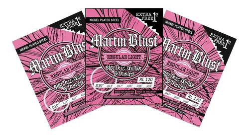 Pack X3 Encordado Guitarra Electrica Martin Blust 010 + Pua 0