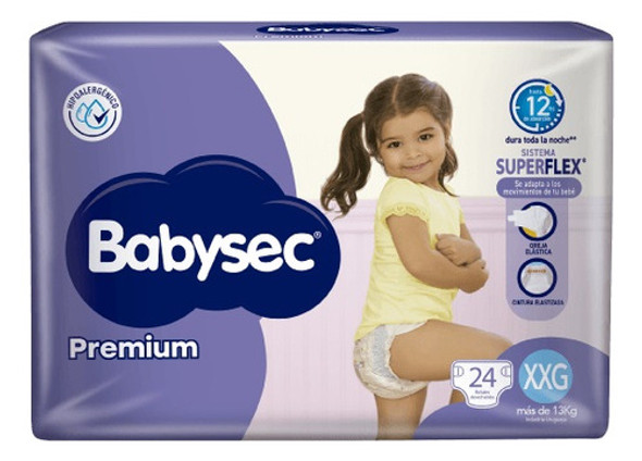 Pañales babysec  Premium Hiper Xxg X 24 - Bebés Y Niños 0