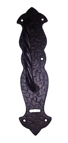 Manijon Puerta Principal Retorcido Plaq. 290x75 Hierro Negro 0