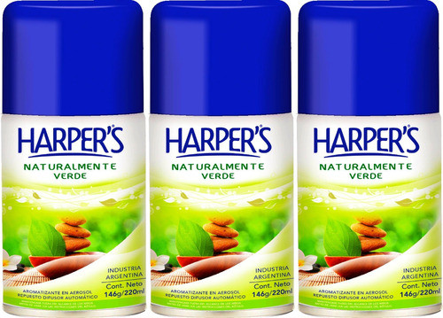 Aromatizador Harper's 220ml Naturalmente Verde Pack X 3 Unid 0