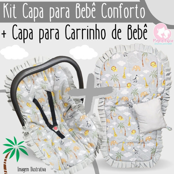 Kit Capa Bebê Conforto + Capa De Carrinho Macia Nuvem Rosa 1 Kit Capa Bebê Conforto + Capa De Carrinho Macia Nuvem Rosa 1