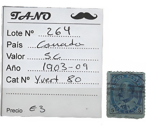 Lote264 Canada 5 Cent Año 1903-09 Yvert#80 0