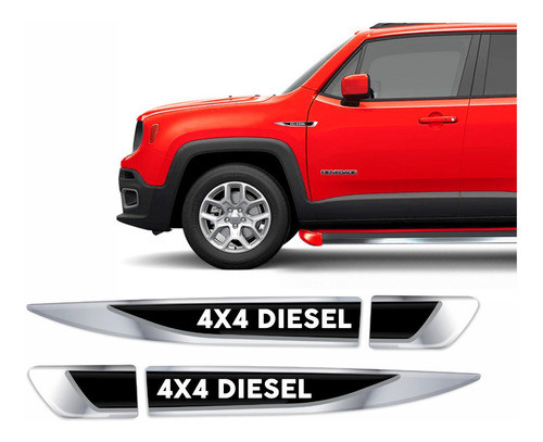 Par Aplique Jeep Renegade 4x4 Diesel Resinado Res04 Fkc 0