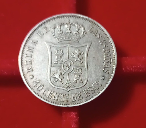 Moneda España 40 Cents. 1867 -plata  Isabel 2*  K42.2 Vf 1