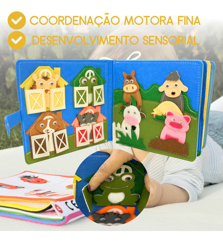 Livro Sensorial Feltro Atividades Psicomotoras Quiet Book 1