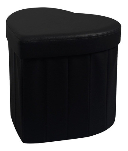 Puf Baulera Plegable 38x38x38cm. Corazón Negro 0