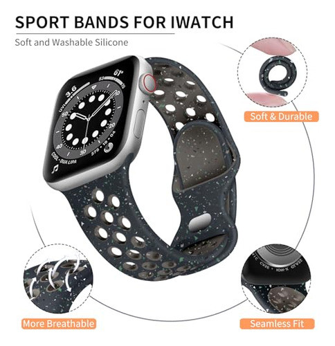 Correa Deportiva P/apple Watch 38-40-41mm Midnight Flame S/m 1
